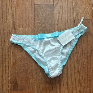 NWT Victoria’s secret I do bridal collection satin white and teal panties